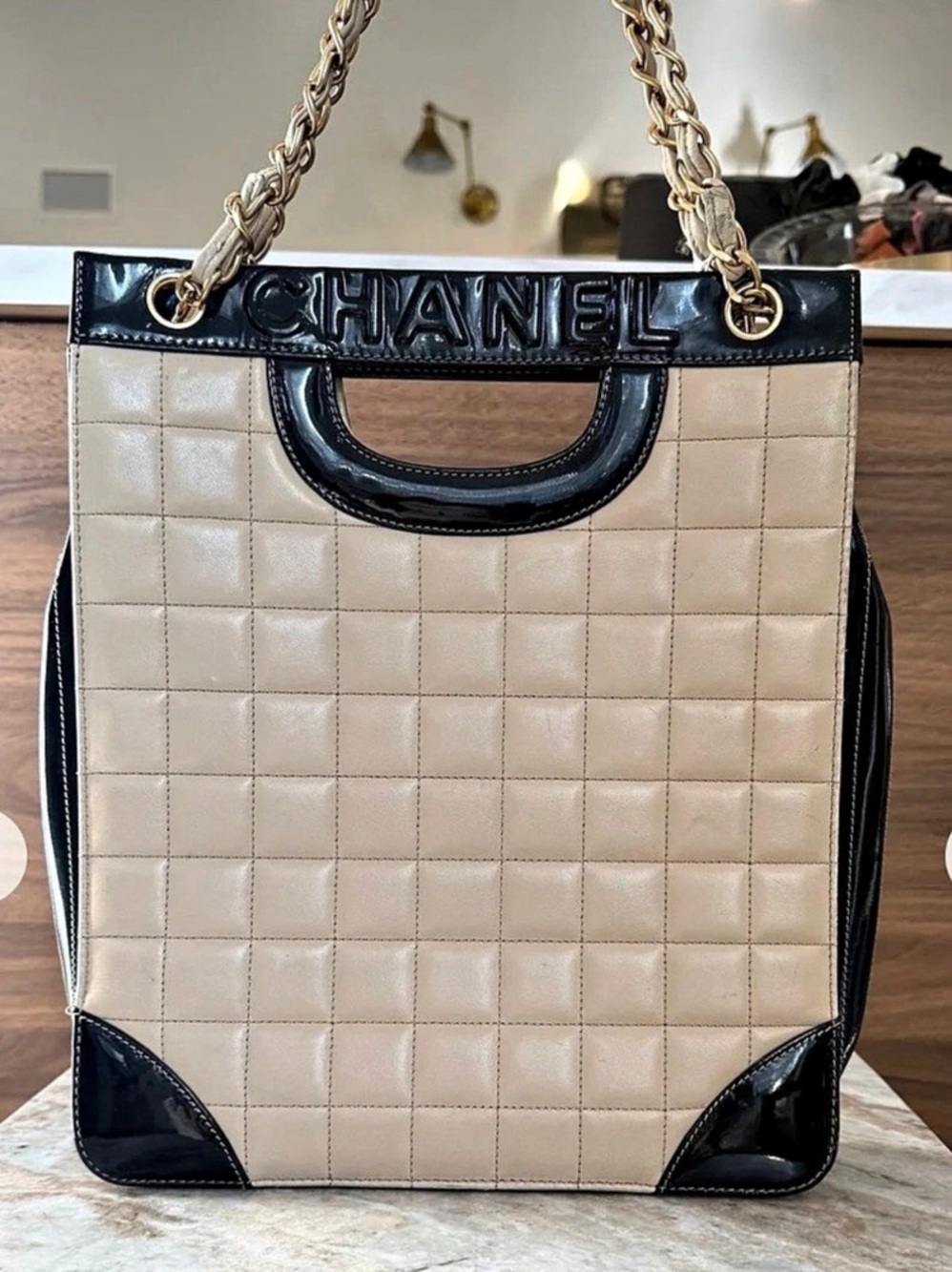 Chanel Vintage Chocolate Bar Chain tote